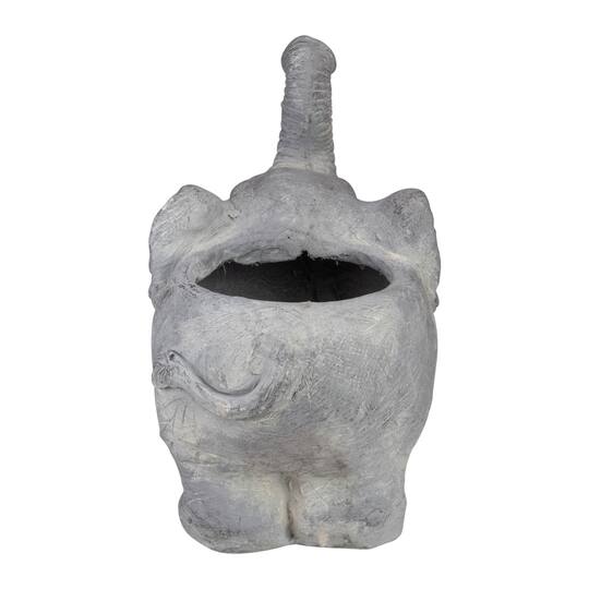 16" Gray Standing Elephant Outdoor Garden Planter